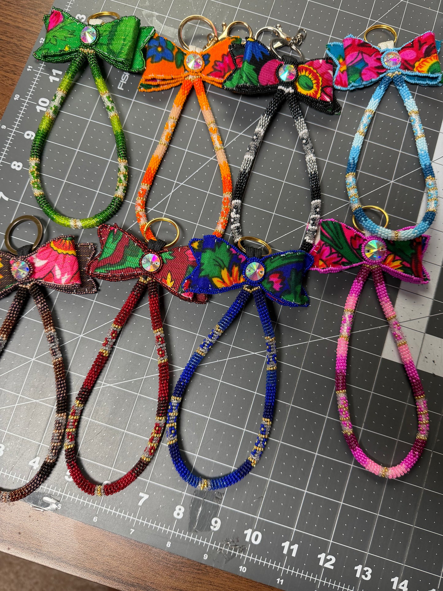 Beaded bow wristlet