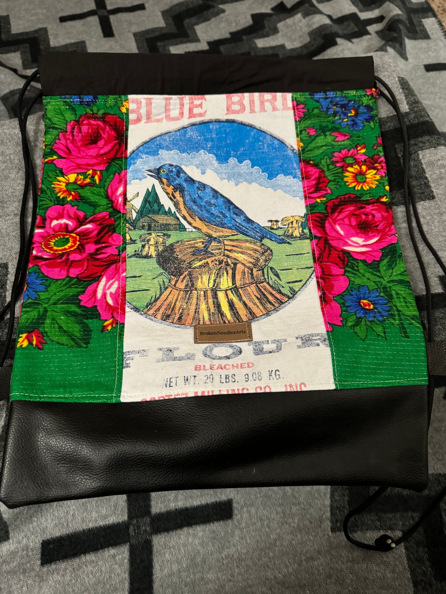 Bluebird drawstring bag