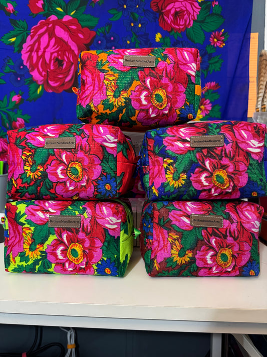 Metallic makeup bags